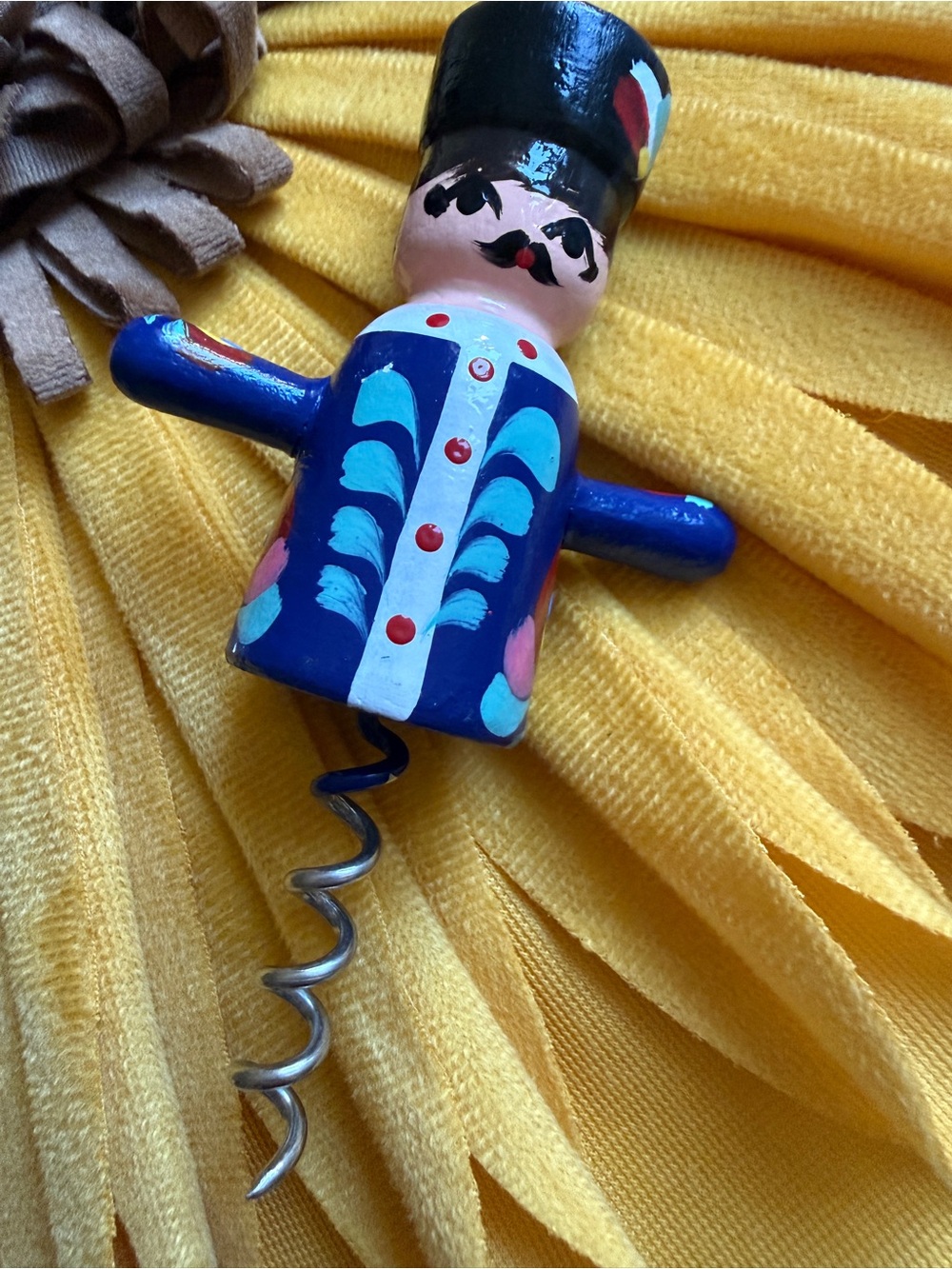 Vintage Hand-Painted Wooden Hussar Soldier Corkscrew